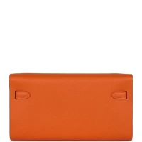 Hermes Kelly Wallet To Go Orange Epsom Palladium Hardware
