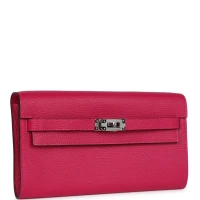 Hermes Kelly Wallet To Go Rose Pourpre Chevre Palladium Hardware Hermes Kelly Wallet To Go Rose Pourpre Chevre Palladium Hardware