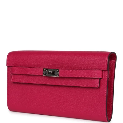 Hermes Kelly Wallet To Go Rose Pourpre Chevre Palladium Hardware Hermes Kelly Wallet To Go Rose Pourpre Chevre Palladium Hardware