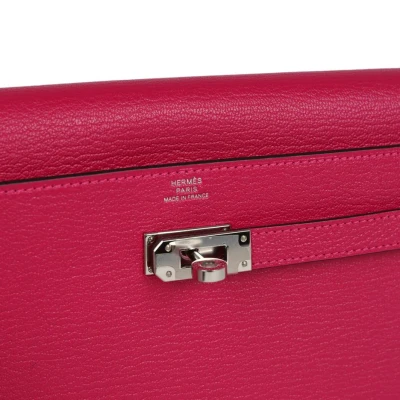 Hermes Kelly Wallet To Go Rose Pourpre Chevre Palladium Hardware Hermes Kelly Wallet To Go Rose Pourpre Chevre Palladium Hardware