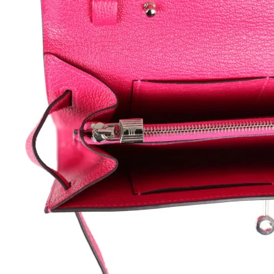 Hermes Kelly Wallet To Go Rose Pourpre Chevre Palladium Hardware Hermes Kelly Wallet To Go Rose Pourpre Chevre Palladium Hardware
