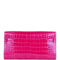 Hermes Kelly Wallet To Go Rose Scheherazade Shiny Alligator Palladium Hardware Hermes Kelly Wallet To Go Rose Scheherazade Shiny Alligator Palladium Hardware