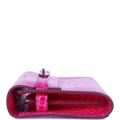Hermes Kelly Wallet To Go Rose Scheherazade Shiny Alligator Palladium Hardware Hermes Kelly Wallet To Go Rose Scheherazade Shiny Alligator Palladium Hardware