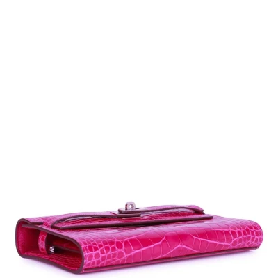 Hermes Kelly Wallet To Go Rose Scheherazade Shiny Alligator Palladium Hardware Hermes Kelly Wallet To Go Rose Scheherazade Shiny Alligator Palladium Hardware