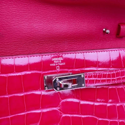 Hermes Kelly Wallet To Go Rose Scheherazade Shiny Alligator Palladium Hardware Hermes Kelly Wallet To Go Rose Scheherazade Shiny Alligator Palladium Hardware