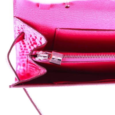Hermes Kelly Wallet To Go Rose Scheherazade Shiny Alligator Palladium Hardware Hermes Kelly Wallet To Go Rose Scheherazade Shiny Alligator Palladium Hardware