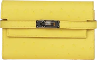 Hermes Medium Kelly Depliant Wallet Jaune Citron Ostrich Palladium Hardware Hermes Medium Kelly Depliant Wallet Jaune Citron Ostrich Palladium Hardware