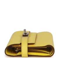 Hermes Medium Kelly Depliant Wallet Jaune Citron Ostrich Palladium Hardware Hermes Medium Kelly Depliant Wallet Jaune Citron Ostrich Palladium Hardware