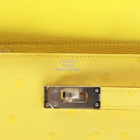 Hermes Medium Kelly Depliant Wallet Jaune Citron Ostrich Palladium Hardware Hermes Medium Kelly Depliant Wallet Jaune Citron Ostrich Palladium Hardware