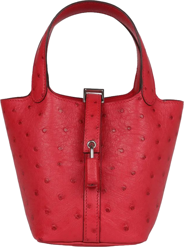 Hermes Micro Picotin Lock 14 Bougainvillea Ostrich Palladium Hardware
