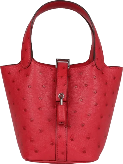 Hermes Micro Picotin Lock 14 Bougainvillea Ostrich Palladium Hardware Hermes Micro Picotin Lock 14 Bougainvillea Ostrich Palladium Hardware