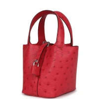 Hermes Micro Picotin Lock 14 Bougainvillea Ostrich Palladium Hardware Hermes Micro Picotin Lock 14 Bougainvillea Ostrich Palladium Hardware