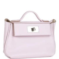 Hermes Mini 24/24 Bag Mauve Pale Verso Evercolor and Swift Palladium Hardware Hermes Mini 24/24 Bag Mauve Pale Verso Evercolor and Swift Palladium Hardware