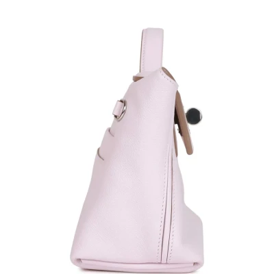 Hermes Mini 24/24 Bag Mauve Pale Verso Evercolor and Swift Palladium Hardware Hermes Mini 24/24 Bag Mauve Pale Verso Evercolor and Swift Palladium Hardware