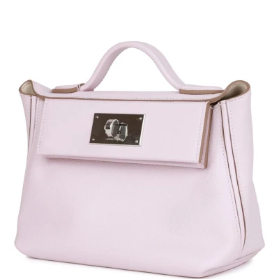 Hermes Mini 24/24 Bag Mauve Pale Verso Evercolor and Swift Palladium Hardware Hermes Mini 24/24 Bag Mauve Pale Verso Evercolor and Swift Palladium Hardware