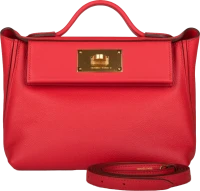 Hermes Mini 24/24 Bag Rouge de Coeur Evercolor and Swift Gold Hardware Hermes Mini 24/24 Bag Rouge de Coeur Evercolor and Swift Gold Hardware