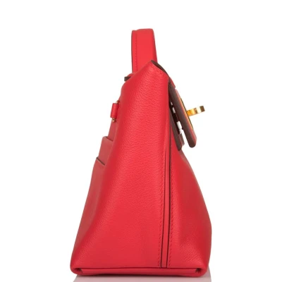 Hermes Mini 24/24 Bag Rouge de Coeur Evercolor and Swift Gold Hardware Hermes Mini 24/24 Bag Rouge de Coeur Evercolor and Swift Gold Hardware