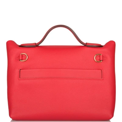 Hermes Mini 24/24 Bag Rouge de Coeur Evercolor and Swift Gold Hardware Hermes Mini 24/24 Bag Rouge de Coeur Evercolor and Swift Gold Hardware