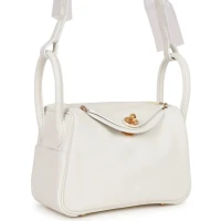 Hermes Mini Lindy White Swift Gold Hardware Hermes Mini Lindy White Swift Gold Hardware