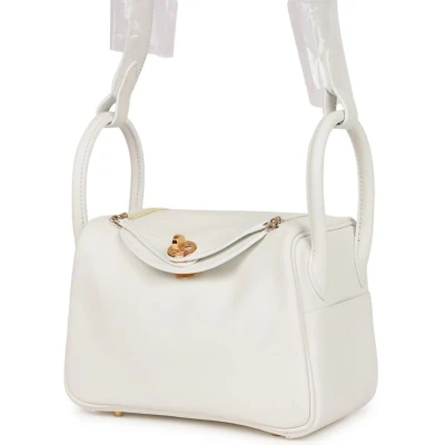Hermes Mini Lindy White Swift Gold Hardware Hermes Mini Lindy White Swift Gold Hardware