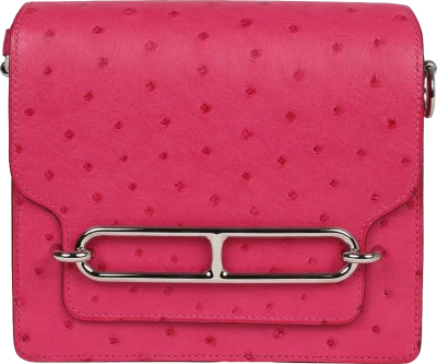 Hermes Mini Roulis Rose Tyrien Ostrich Palladium Hardware Hermes Mini Roulis Rose Tyrien Ostrich Palladium Hardware