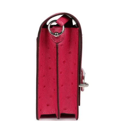 Hermes Mini Roulis Rose Tyrien Ostrich Palladium Hardware Hermes Mini Roulis Rose Tyrien Ostrich Palladium Hardware