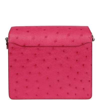 Hermes Mini Roulis Rose Tyrien Ostrich Palladium Hardware Hermes Mini Roulis Rose Tyrien Ostrich Palladium Hardware