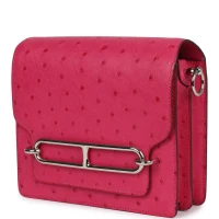 Hermes Mini Roulis Rose Tyrien Ostrich Palladium Hardware Hermes Mini Roulis Rose Tyrien Ostrich Palladium Hardware