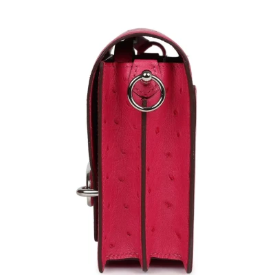 Hermes Mini Roulis Rose Tyrien Ostrich Palladium Hardware Hermes Mini Roulis Rose Tyrien Ostrich Palladium Hardware