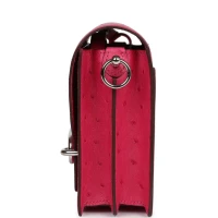 Hermes Mini Roulis Rose Tyrien Ostrich Palladium Hardware Hermes Mini Roulis Rose Tyrien Ostrich Palladium Hardware