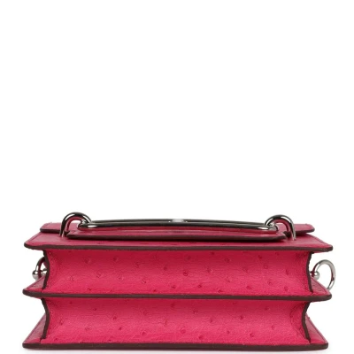 Hermes Mini Roulis Rose Tyrien Ostrich Palladium Hardware Hermes Mini Roulis Rose Tyrien Ostrich Palladium Hardware