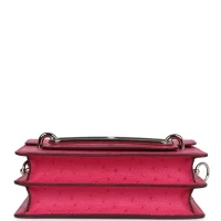 Hermes Mini Roulis Rose Tyrien Ostrich Palladium Hardware Hermes Mini Roulis Rose Tyrien Ostrich Palladium Hardware