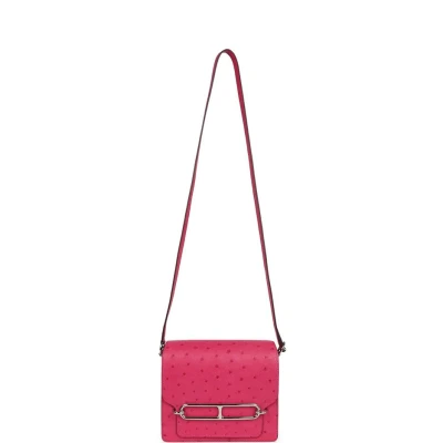 Hermes Mini Roulis Rose Tyrien Ostrich Palladium Hardware Hermes Mini Roulis Rose Tyrien Ostrich Palladium Hardware