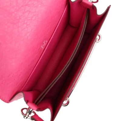 Hermes Mini Roulis Rose Tyrien Ostrich Palladium Hardware Hermes Mini Roulis Rose Tyrien Ostrich Palladium Hardware