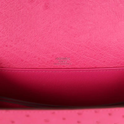 Hermes Mini Roulis Rose Tyrien Ostrich Palladium Hardware Hermes Mini Roulis Rose Tyrien Ostrich Palladium Hardware