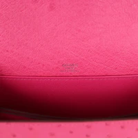 Hermes Mini Roulis Rose Tyrien Ostrich Palladium Hardware Hermes Mini Roulis Rose Tyrien Ostrich Palladium Hardware