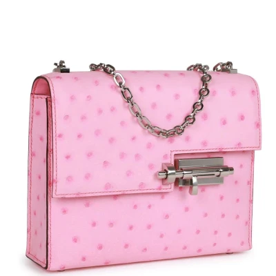 Hermes Mini Verrou Chaine Bag Bubblegum Ostrich Palladium Hardware Hermes Mini Verrou Chaine Bag Bubblegum Ostrich Palladium Hardware