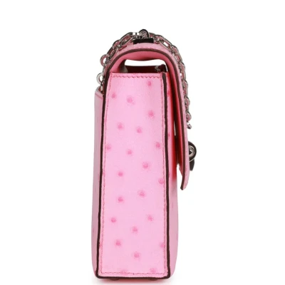 Hermes Mini Verrou Chaine Bag Bubblegum Ostrich Palladium Hardware Hermes Mini Verrou Chaine Bag Bubblegum Ostrich Palladium Hardware