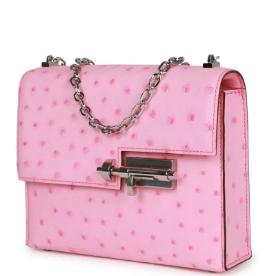 Hermes Mini Verrou Chaine Bag Bubblegum Ostrich Palladium Hardware Hermes Mini Verrou Chaine Bag Bubblegum Ostrich Palladium Hardware