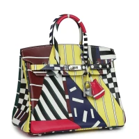 Hermes "One Two Three and Away We Go" Birkin 25 Multicolor Swift Palladium Hardware