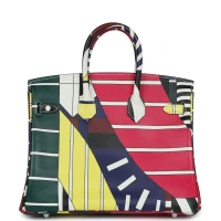 Hermes "One Two Three and Away We Go" Birkin 25 Multicolor Swift Palladium Hardware