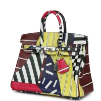 Hermes "One Two Three and Away We Go" Birkin 25 Multicolor Swift Palladium Hardware