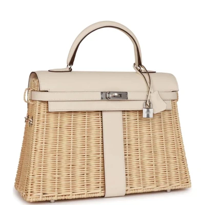 Hermes Picnic Kelly 35 Nata Swift Palladium Hardware Hermes Picnic Kelly 35 Nata Swift Palladium Hardware