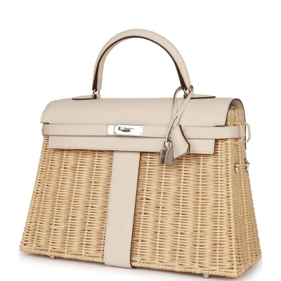 Hermes Picnic Kelly 35 Nata Swift Palladium Hardware Hermes Picnic Kelly 35 Nata Swift Palladium Hardware