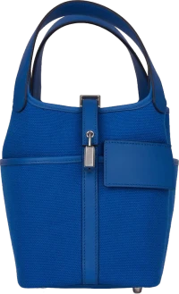 Hermes Picotin Cargo 18 Bleu France Swift and Toile Canvas Palladium Hardware Hermes Picotin Cargo 18 Bleu France Swift and Toile Canvas Palladium Hardware