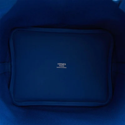 Hermes Picotin Cargo 18 Bleu France Swift and Toile Canvas Palladium Hardware Hermes Picotin Cargo 18 Bleu France Swift and Toile Canvas Palladium Hardware