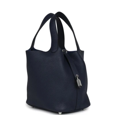 Hermes Picotin Lock 18 Bleu Nuit Clemence Palladium Hardware Hermes Picotin Lock 18 Bleu Nuit Clemence Palladium Hardware