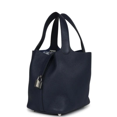 Hermes Picotin Lock 18 Bleu Nuit Clemence Palladium Hardware Hermes Picotin Lock 18 Bleu Nuit Clemence Palladium Hardware