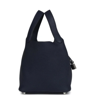 Hermes Picotin Lock 18 Bleu Nuit Clemence Palladium Hardware Hermes Picotin Lock 18 Bleu Nuit Clemence Palladium Hardware