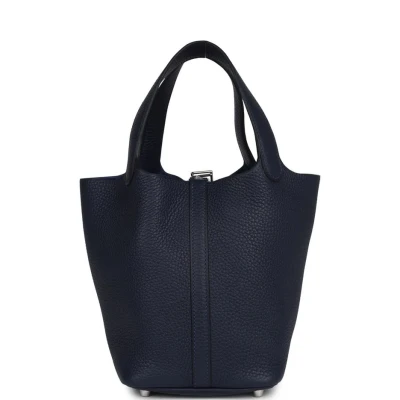 Hermes Picotin Lock 18 Bleu Nuit Clemence Palladium Hardware Hermes Picotin Lock 18 Bleu Nuit Clemence Palladium Hardware